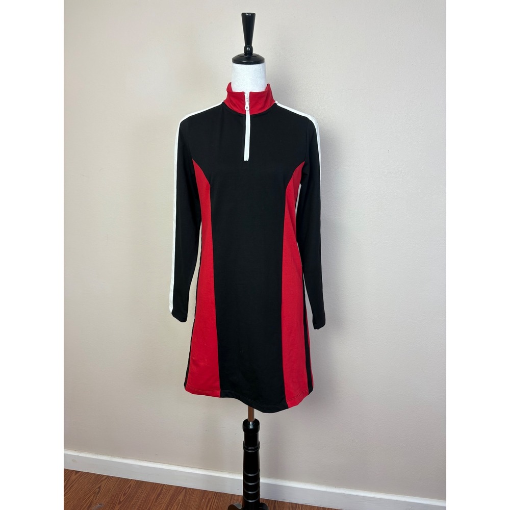 NEW Tricotto Colorblock Long Sleeve Mock Neck Mini Dress Size XS Moto Sporty Y2K